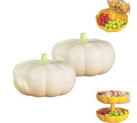 Genérico Pumpkin Snack Tray, Pumpkin Snack Bowl,with 3 Divided Compartments and Toothpick Storage,for Halloween Movie Nights,Fall Festival, and Holiday Decor (White*2 PCS)