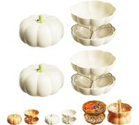 Genérico Pumpkin Snack Tray, Pumpkin Snack Bowl - With 3 Removable Dry and Wet Separation Layers, for Christmas Candy, Treats & Snacks Decor (2-PCS White)