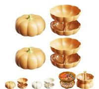 Genérico Pumpkin Snack Tray, Pumpkin Snack Bowl - With 3 Removable Dry and Wet Separation Layers, for Christmas Candy, Treats & Snacks Decor (2-PCS Orange)