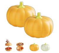 Genérico Pumpkin Snack Tray, Pumpkin Snack Holder, With 3 Removable Dry and Wet Separation Layers, Bowl With Toothpick Storage, Halloween Serving Container for Candy Snacks (Yellow*2)