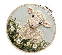 Genérico Punch Embroidery Kit | Stitching Embroidery Kit Sheep Pattern - Multi Functions Tool Set Crafting Supplies, Effortless Creation Arts And Crafts With Instruction For Beginners Adults Kids