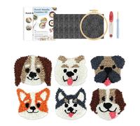 Genérico Punch Needle Coaster Set, Embroidery Punch Stitching Kit for Adults and Beginners, Yarn Hoop Craft Supplies, Portable DIY Craft Kit for Kids and Adults