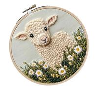 Genérico Punch Needle Kit - Punch Stitching Kit Sheep Pattern | Arts And Crafts With Threader Instruction Multiple Purposes Fabric Hoop Yarn, Crafting Supplies For Beginners Adults