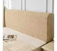 Genérico Punto Cabecero Cama 180 con patrón de Hojas 3D tamaño Completo elástica a Prueba de Polvo Protectora Fundas Cabeceros para decoración de dormi Hoja - Café 140-160 cm
