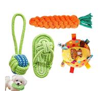 Genérico Puppy Chew Toys - 4 Piece Squeaky & Rope Toy Set, Dog Toy Set with Squeaky Plush Ball & Rope Chew Toys for Teething, Training, Fetch, Tug of War, Boredom Relief & Daily Enrichment