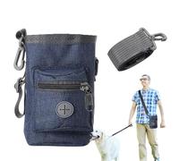 Genérico Puppy Training Bag, Large Capacity Dog Snack, Built-In Poop Bag Dispenser, Pet Feed Reward, Adjustable Strap For Walking, Outdoor Travel, (Black/Blue), Hands- Convenience