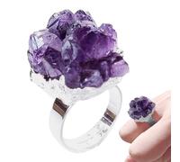 Genérico Purple Raw Amethyst Rings, Adjustable Natural Stone Jewelry, 25 to 35mm Size for Elegant Wear, Exquisite Detail Feature, Fashion Utility Category, Birthday Christmas New Year Easter Gift Use
