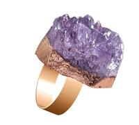 Genérico Purple Raw Amethyst Rings, Adjustable Natural Stone Jewelry, 25 to 35mm Size for Elegant Wear, Exquisite Detail Feature, Fashion Utility Category, Birthday Christmas New Year Easter Gift Use
