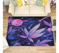 Genérico PúRpura Alfombra Habitación Infantil 180x240 cm - Planeta de Hojas de EnsueñO Suave Antideslizante y Lavable Alfombra de Franela para Salón, Sala de Juegos, Entrada Decoración del Hogar