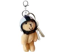 Genérico Purse Bear Charm, Plush Bag Accessory with Helmet, Stylish Animal Keyring Pendant, Cute Ornament for Women, Travel Backpack, Wallet, Home Decoration, Gift Idea, Fashion Accent