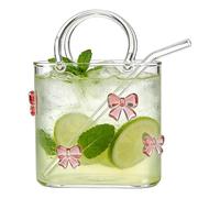 Genérico Purse Drinking Glass - Portable Mini Beverage Cup for Travel Use | Borosilicate Glass Body with Silicone Protective Sleeve, Compact Drinkware for Water Juice Coffee On The Go Sipping