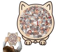 Genérico Puzzle Detallado De Piezas con Motivo De Gato Madera 135 Piezas - Morandi Design 23,7x21,8 cm | Sofisticado de Animales Decorativo para Amantes de los Gatos, Regalo para Adultos y niños,
