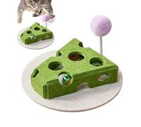 Generico Puzzle Feeder Cat, Cheese Shape Interactive Feeding Box, 22x20x5.5cm/8.66x7.87x2.17 inches with Teaser Wand and Bell Ball for Small Medium Large Kitten Puppy Floor Playground Use