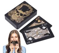 Genérico PVC Skull Poker Cards - Foil Deck, impermeable flexible textura, juego de lujo; diseño de impresión fresco, largo material, de almacenamiento para dormir | Design for Party Texas Holdem