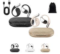 Genérico Q39 Ai Translation Clip-On Bluetooth Earphones, Q39 AI Earbuds Translate, Real Time Open Ear Headphones, Translator Earbuds Fit iOS Android Ideal for Travel Business Learning (Black+Gold)