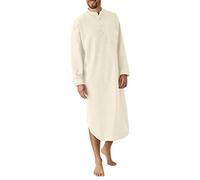 Genérico Qamis árabe de manga larga para hombre | Thobe Caftan para hombres Camisa árabe Hombre Caftán único, vestido de oración para hombre musulmán retro al aire libre, túnica Abaya larga para