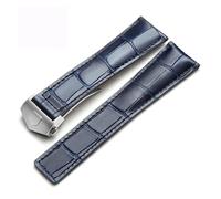 Genérico QL Supply Co Correas de Reloj de Piel de Vaca Correa sustituta 19MM 20MM 22MM Hebilla Plegable cinturón de Cuero Genuino Accesorios de Reloj(Blue-1,22mm)