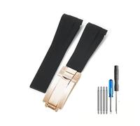 Genérico QL Supply Co For Correa de Goma Black Water Ghost de 20 a 21mm, Correas de Reloj de Silicona con Hebilla Plegable de Acero Inoxidable sólido(Black-All Rose-Z9,21mm)