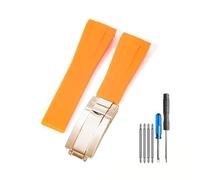 Genérico QL Supply Co For Correa de Goma Black Water Ghost de 20 a 21mm, Correas de Reloj de Silicona con Hebilla Plegable de Acero Inoxidable sólido(Orange-All Rose-Z9,20mm)