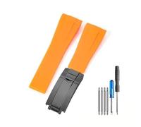 Genérico QL Supply Co For Correa de Goma Black Water Ghost de 20 a 21mm, Correas de Reloj de Silicona con Hebilla Plegable de Acero Inoxidable sólido(Orange-Black-Z9,21mm)