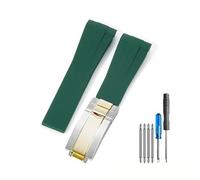 Genérico QL Supply Co For Correa de Goma Black Water Ghost de 20 a 21mm, Correas de Reloj de Silicona con Hebilla Plegable de Acero Inoxidable sólido(Green-Steel Gold-Z9,20mm)