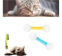 Genérico Qtip Cat Toy Set, Cat Kicker Toys for Indoor Cats, Designed for Indoor Cats Including ChewToys, Giant Cotton Swab CatsToys, Interactive Kitty Kick Sticks, Gift for Pets Lovers (Yellow+Blue)