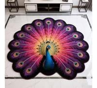 Genérico Quick-Dry Non-Slip Peacock Mat,Velvet Peacocks Feather Floral Area Rug,Elegant Peacocks Indoor Door Mat,Absorbent Non Slip Soft Carpet for Living Dining Room Home Decor