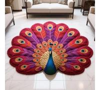 Genérico Quick-Dry Non-Slip Peacock Mat,Velvet Peacocks Feather Floral Area Rug,Elegant Peacocks Indoor Door Mat,Absorbent Non Slip Soft Carpet for Living Dining Room Home Decor
