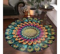Genérico Quick-Dry Non-Slip Peacock Mat,Velvet Peacocks Feather Floral Area Rug,Elegant Peacocks Indoor Door Mat,Absorbent Non Slip Soft Carpet for Living Dining Room Home Decor