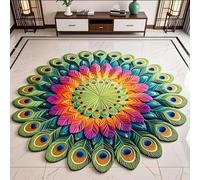 Genérico Quick-Dry Non-Slip Peacock Mat,Velvet Peacocks Feather Floral Area Rug,Elegant Peacocks Indoor Door Mat,Absorbent Non Slip Soft Carpet for Living Dining Room Home Decor