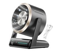 Genérico Quiet Desk Fan - Electric Small Desk Fan Bedside | 15cm Rechargeable Digital Display Air Circulator with 100 Speeds for Cool Comfort Portable Travel Accessories Home Office Outdoor