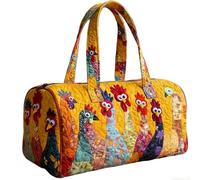 Genérico Quilted Chicken Tote Bag Vintage Floral Shoulder Purse Lightweight Large Capacity Carryall for Travel Shopping Daily Use (b)