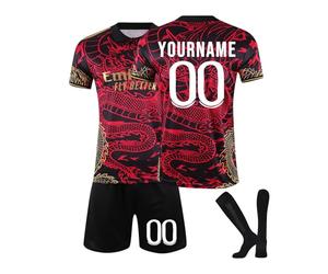 Genérico R Madrid Camiseta de Fútbol Personalizadas Nombre Número para Hombres y Niño, Equipación de Fútbol con Conjunto Top Pantalón Corto y Calcetines Regalo de Fútbol