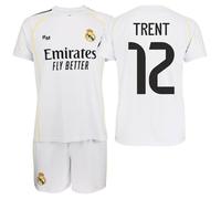 Genérico R. Madrid Conjunto Camiseta y Pantalón 2025/26 Réplica Oficial - EQUIPO MASCULINO- TRENT ALEXANDER-ARNOLD - Primera Equipación - UNISEX (FR/ES, Edad, 12 años, Regular, Blanca)