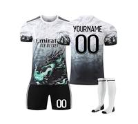 Genérico R.Madrid Equipación Fútbol Personalizadas para Hombres y Niño, Camiseta Fútbol DIY Nombre y Número con Conjunto Top Pantalón Corto y Calcetines Regalo de Fútbol