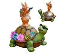 Genérico Rabbit and Turtle Solar Garden Figurines (2-Piece Set) - Ŵaterproof Resin Outdoor Decorations | Warm Glow LED Animal Statues For Pathways & Balconies - Durable Weather-Resistant Yard Art