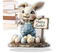 Genérico Rabbit Decor - 2D Acrylic Easter Table Centerpiece, Spring Desk Ornament | Decorative Rabbit & Egg Display for Home, Living Room, Shelf, Desktop, Cabinet, Wedding, Party, Mantle