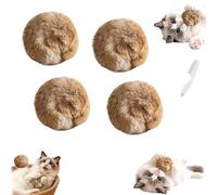 Genérico Rabbit Fur Ball Cat Toy, 3.9in Fuzzy Rabbit Fur Balls for Cats with Catnip, Interactive Fluffy Cat Toy Ball- Soft, Washable, Washable & Fun for Kicks & Games for Indoor Exercise (4PCS)