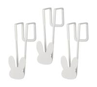 Genérico Rabbit Iron Cabinet Door Hooks - Heavy Duty Organizer | White Single & Double Hook Holder, 3KG Load Capacity, Towels Utility Hanger for Kitchen Bedroom Bathroom Living Room