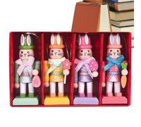 Genérico Rabbit Nutcracker Ornament [10.5cm Wooden Figure] Easter Hanging Decor Set - Handcrafted Cute Bunny Design Natural Material | Home Garden Party Display | Seasonal Festival Decoration