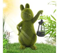 Genérico Rabbit Solar Garden Light | Resin 12×9×21cm Flocking Gray/Green LED Decorative Statue Solar Powered Outdoor Lawn Patio Balcony Lantern Warm Light 6-10H Lighting Garden Ornament Gift