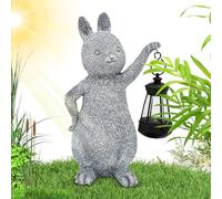Genérico Rabbit Solar Garden Light | Resin 12×9×21cm Flocking Gray/Green LED Decorative Statue Solar Powered Outdoor Lawn Patio Balcony Lantern Warm Light 6-10H Lighting Garden Ornament Gift