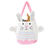 Generico Rabbit Tote Bag Bucket, Bunny Egg Hunting, Reusable Easter Pouch, Kids Spring Bunny Basket, 10x8.6inch, Egg Hunt Candy Container, Holder for Boys Girls Party, Rosa, riferimento alla