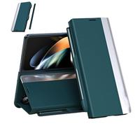 Generico Radujy/Lovreko Luxury Electroplated Leather Magnetic Phone Case with Phone Stand and Pen Slot, Flip Phones Magnetic Pen Slot Case for Galaxy Z Fold7/6/5/4 (for Z Fold 2/W21,Green)