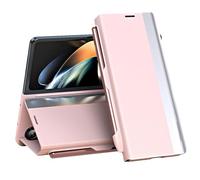 Genérico Radujy/Lovreko Luxury Electroplated Leather Magnetic Phone Case with Phone Stand and Pen Slot, Anti-Fall Leather Case for Galaxy Z Fold 5/6/7 (Pink,for Z fold3)
