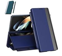 Generico Radujy/Lovreko Luxury Electroplated Leather Magnetic Phone Case with Phone Stand and Pen Slot, Flip Phones Magnetic Pen Slot Case for Galaxy Z Fold7/6/5/4 (for Z Fold 2/W21,Blue)
