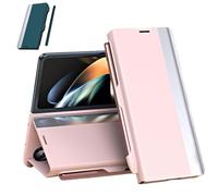 Generico Radujy/Lovreko Luxury Electroplated Leather Magnetic Phone Case with Phone Stand and Pen Slot, Flip Phones Magnetic Pen Slot Case for Galaxy Z Fold7/6/5/4 (for Z Fold 4,Pink)