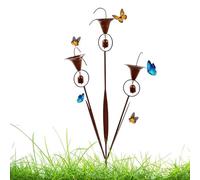 Genérico Rain Catcher Garden Stake - 32.6in Handmade Floral Sculpture | with Bell Calla Lily Flower Yard Stakes Decor,for Home Countryside Lawn Pathway Potted Plant