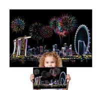 Genérico rainbow scrtch - Scratchs Off City Landmark Paper, Doodle Arts Pads | Interactive Craft Set With Party Fun Scenario For Kids Teens Children Birthday Halloween Christmas Art Projects