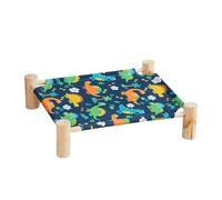 Genérico Raised Cat Bed - 53x48x13cm Elevated Hammock Cot | Patterned Wood Detachable Washable Canvas 740g Breathable Cooling Indoor Outdoor Camping Sleep Furniture For Small Dogs Pet